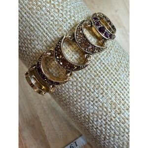 Monet Crescent Moon Bracelet Gold Purple Amber Celestial Cosmic Toggle